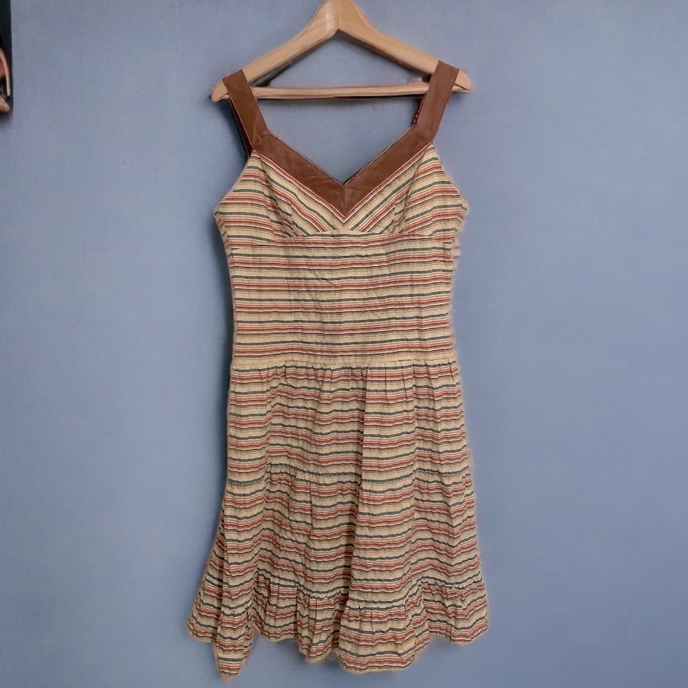 Giorgio Fiorlini Collection Women’s Sundress Size 14 Striped Ruffle Hem Dress - Picture 3 of 8